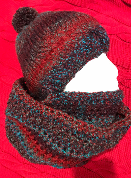 Knit Hat, Crocheted Scarf Set (8)