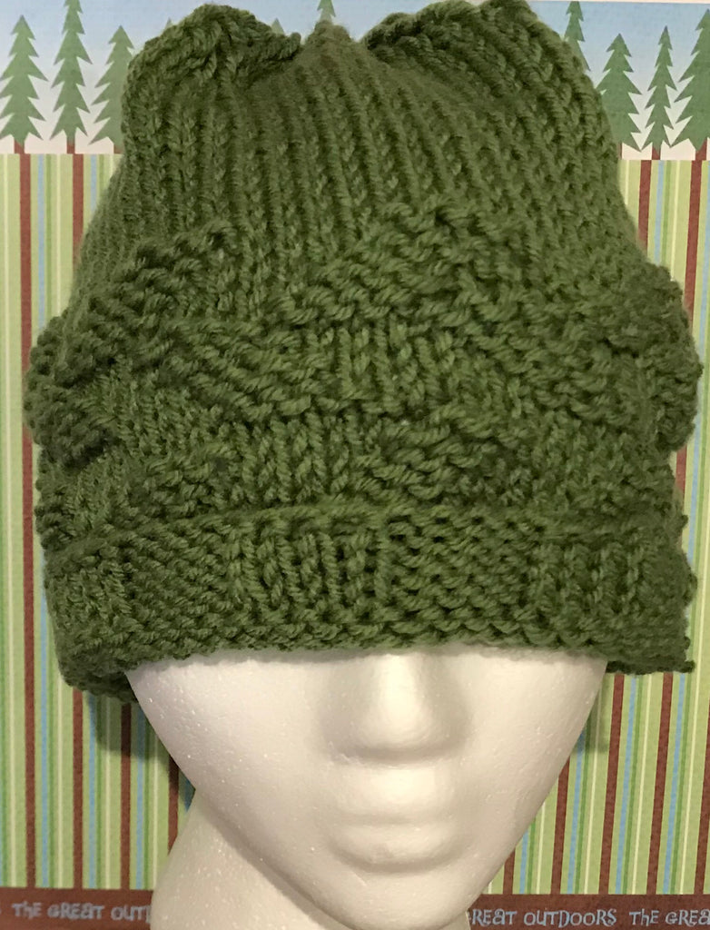 Alternating Welted Leaf Knit Hat