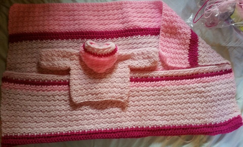 Crocheted Blanket with Matching Sweater