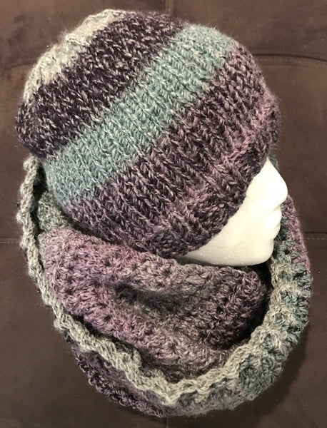 Knit Hat Crocheted Scarf