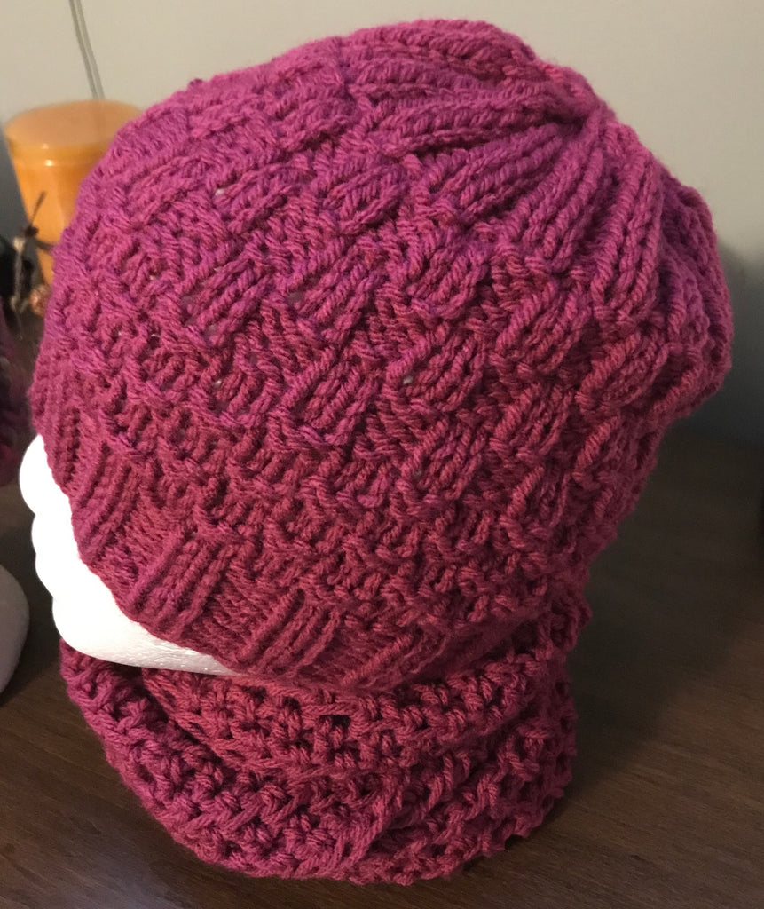 Rich Orchid Knit Hat and Scarf Set