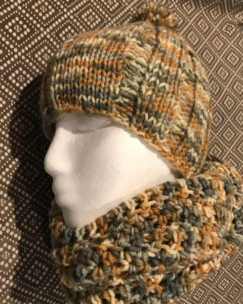 Knit Hat Crocheted Infinity Scarf