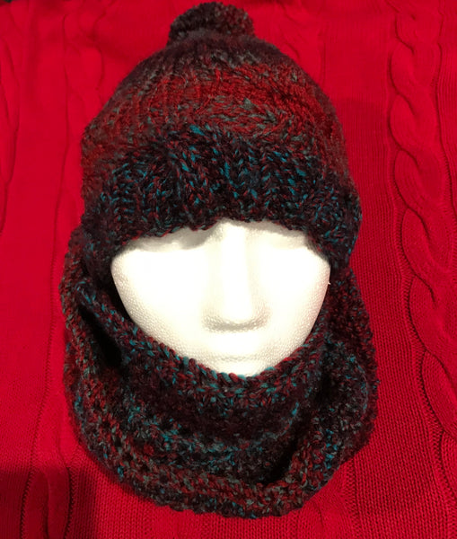 Knit Hat, Crocheted Scarf Set (8)